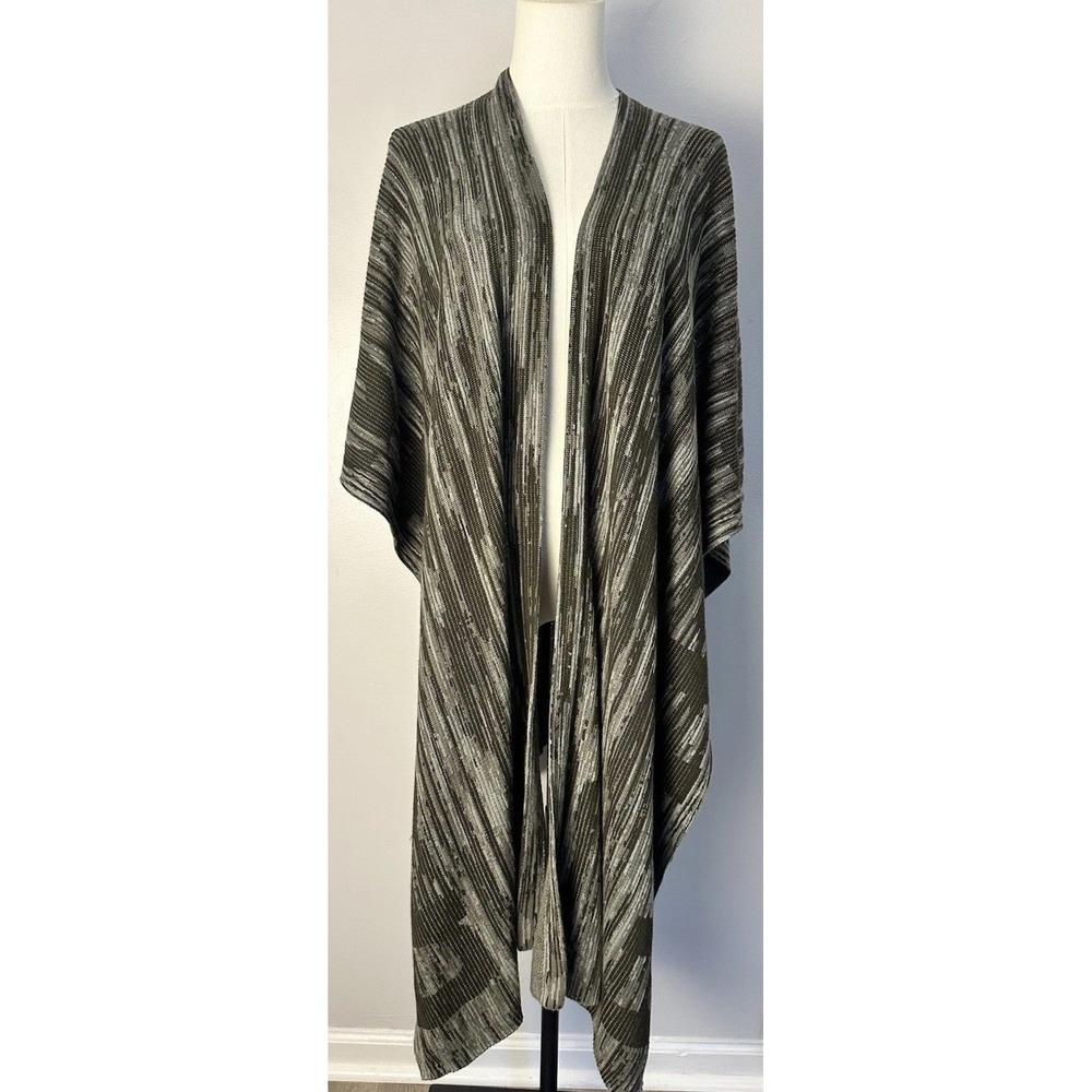 Lululemon Open-Frint Knit Shawl Wrap OS Grey Sage Olive Cabin Goblincore Earthy